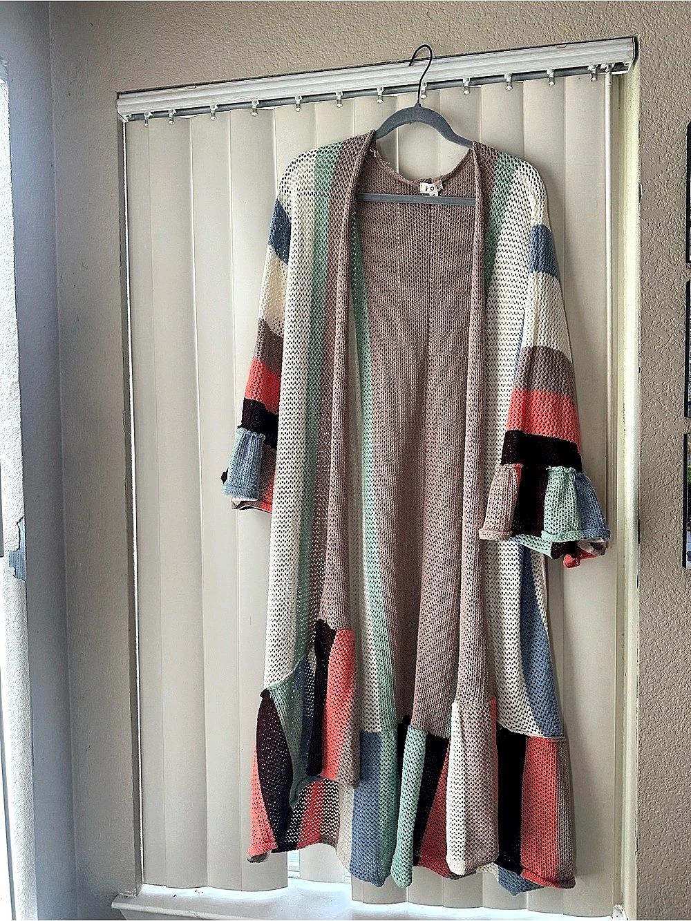 POL Color Block Long Cardigan